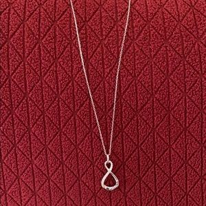 Silver necklace with faux diamond pendant